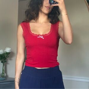 Tiger Mist Red Embellished Fitted Camisole